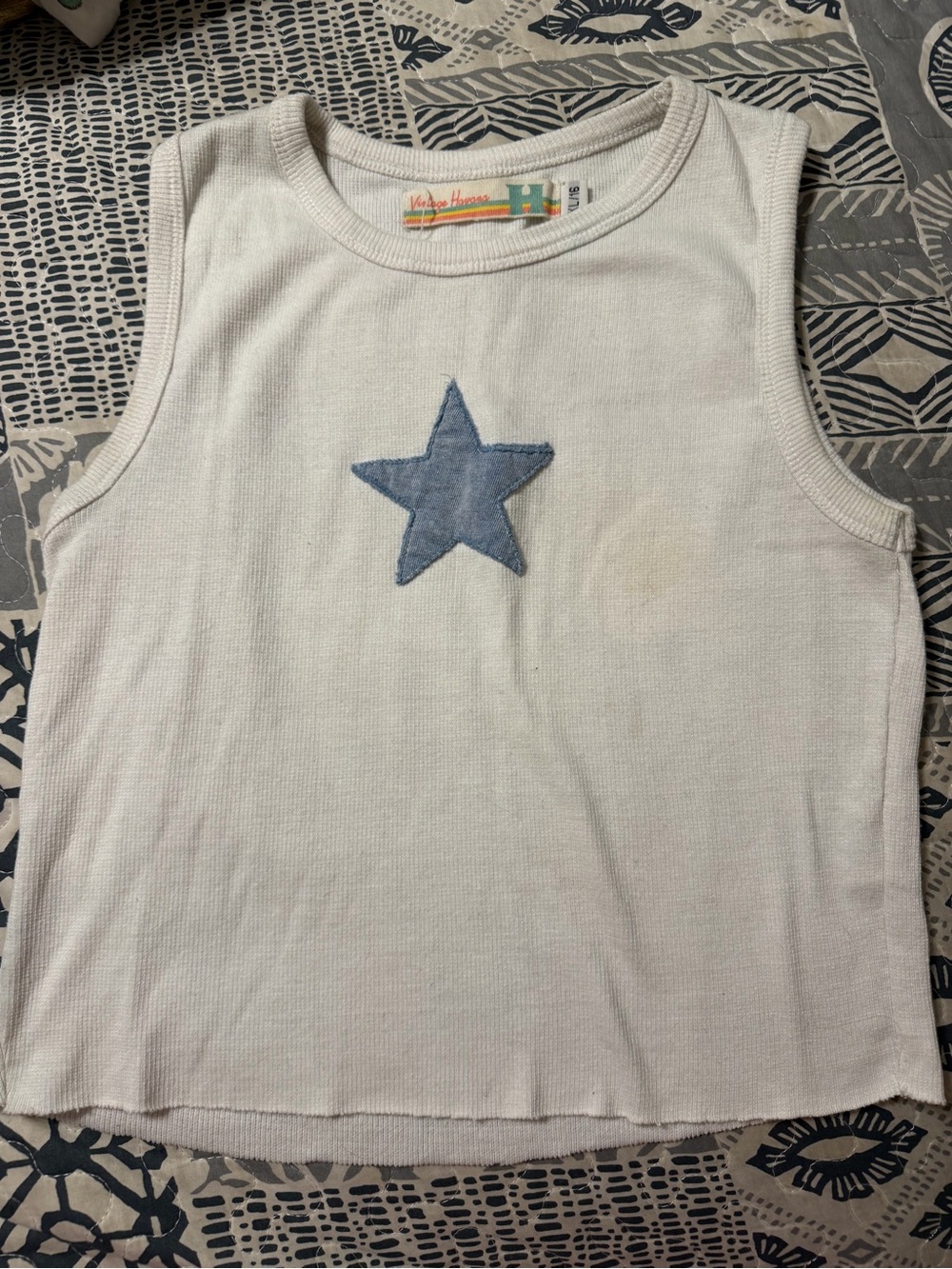 Vintage Havana Kids White Tank with Blue Star